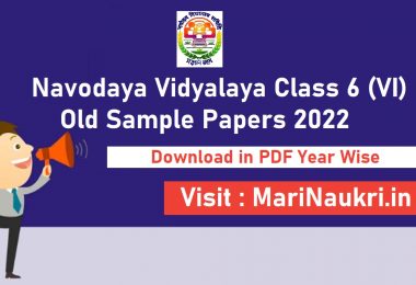 Navodaya Vidyalaya Class 6 (VI) Old Sample Papers 2022