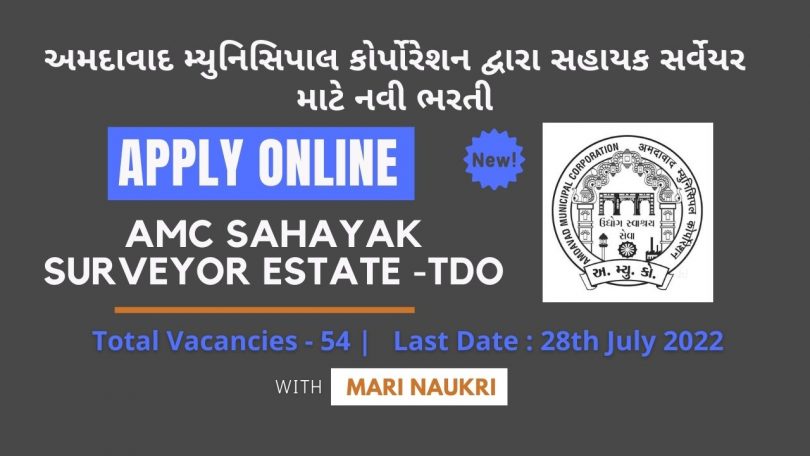 Apply - New Recruitment AMC Sahayak Surveyor Estate -TDO