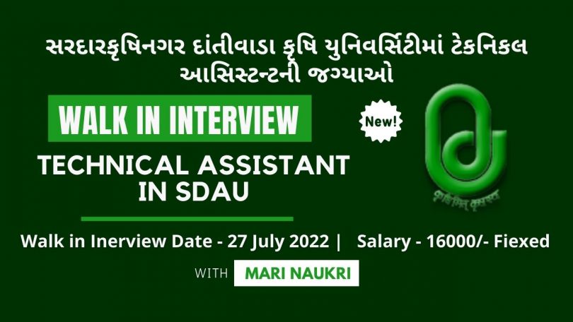 SDAU Technical Assistant Recruitment - Walk in Interview 2022