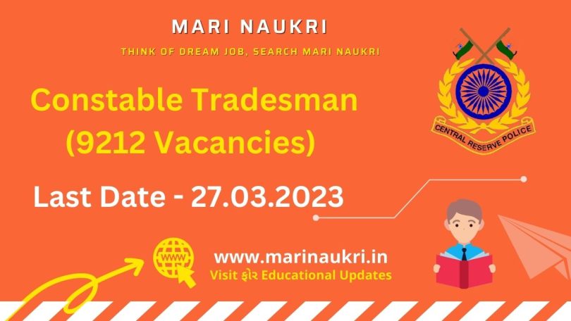Recruitment for the post of Constable (Technical & Tradesmen) (MaleFemale) 2023 in CRPF