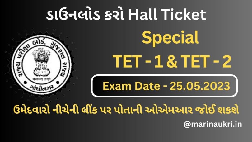 Hall Ticket Download Link of Special TET - 1 and TET - 2 @sebexam 2023
