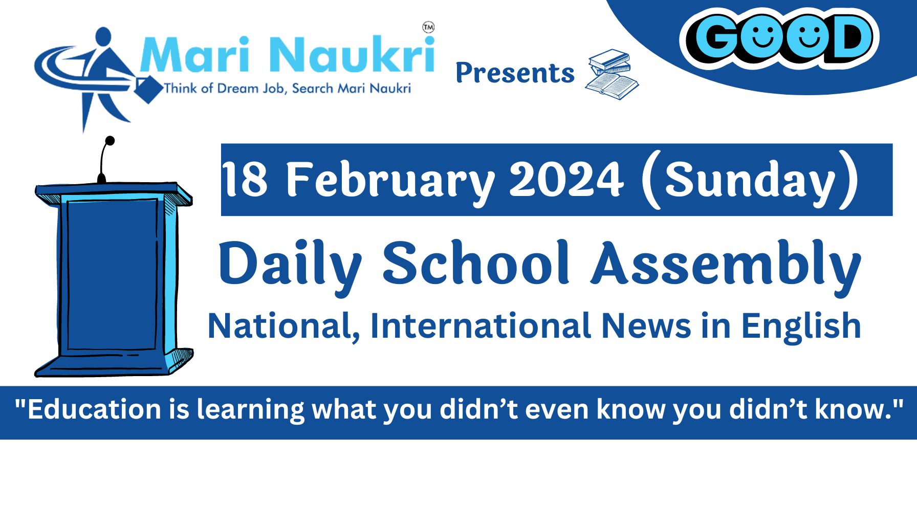 School Assembly News Headlines For 18 February 2024 in English