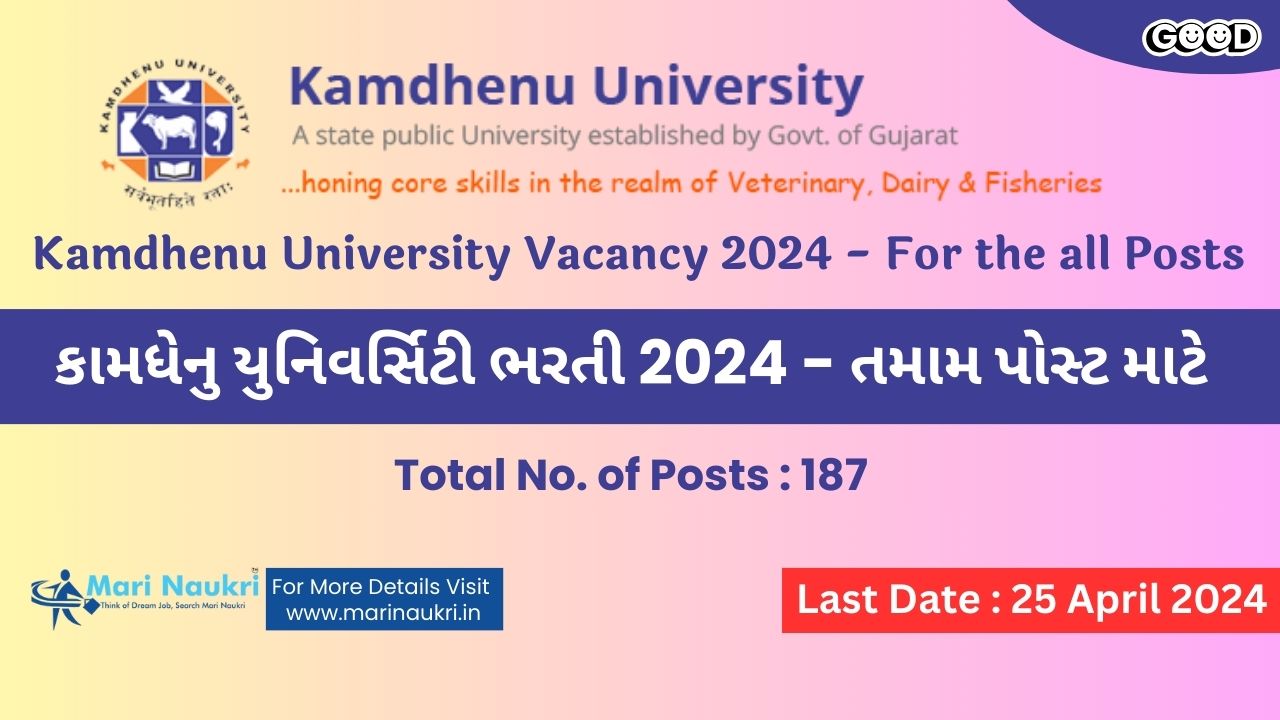 Kamdhenu University Vacancy 2024 - For the all Posts