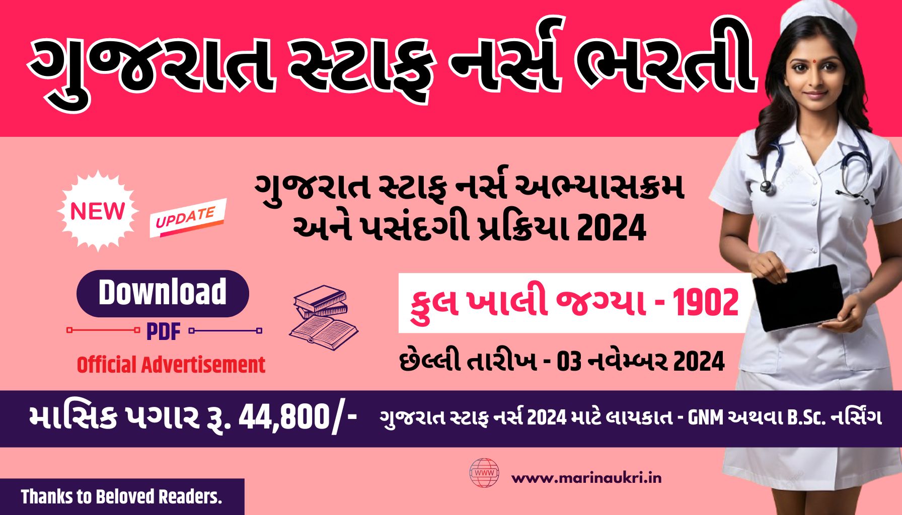 Gujarat Staff Nurse Syllabus and Selection Criteria 2024